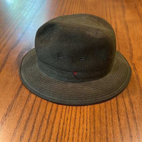 Vintage army green wool fedora hat. Made in USA. Size large - Picture 1 of 7